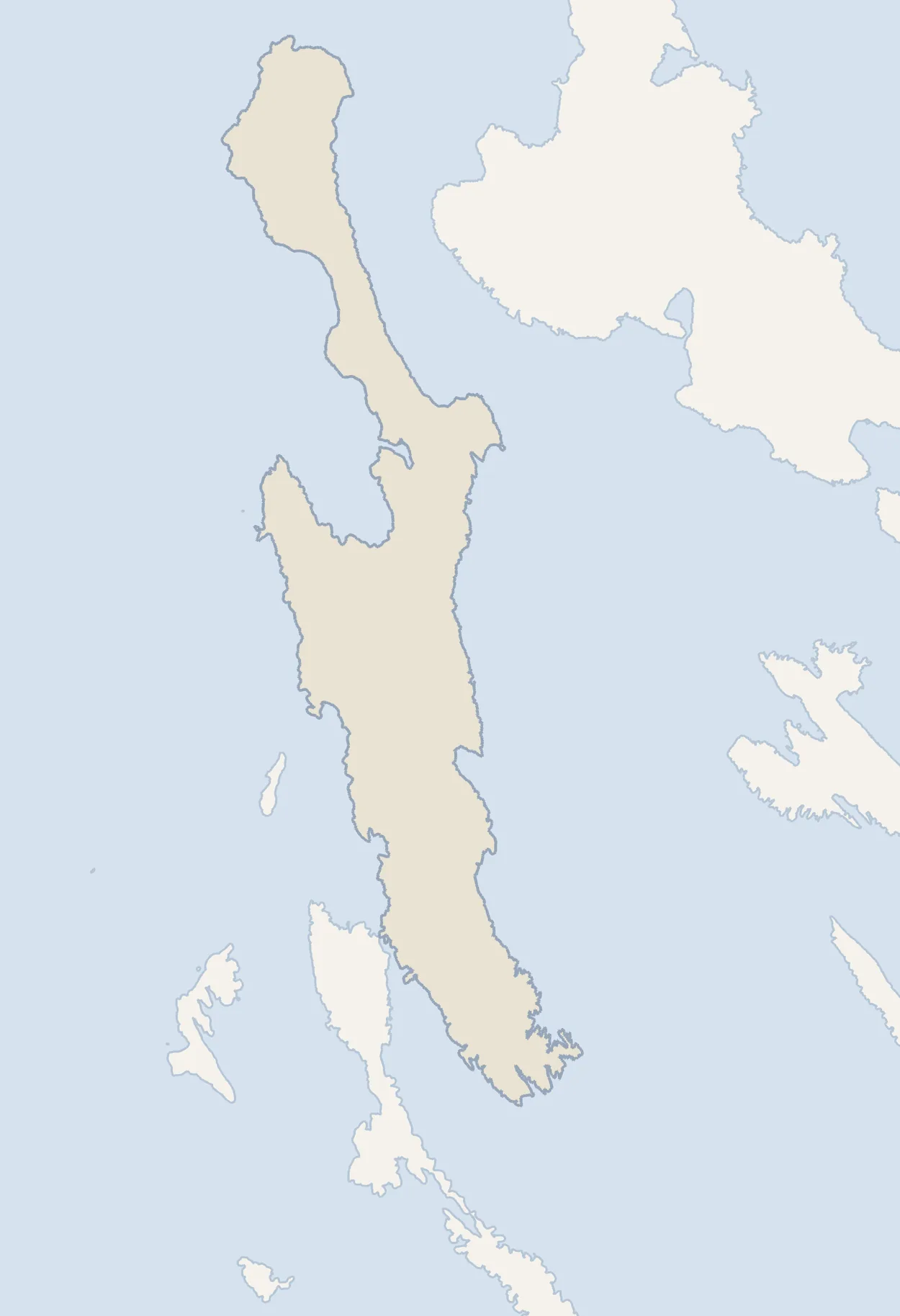 Map of the island of Cres in Croatia showing Beli, Valun, Lubenice, Cres town and Osor