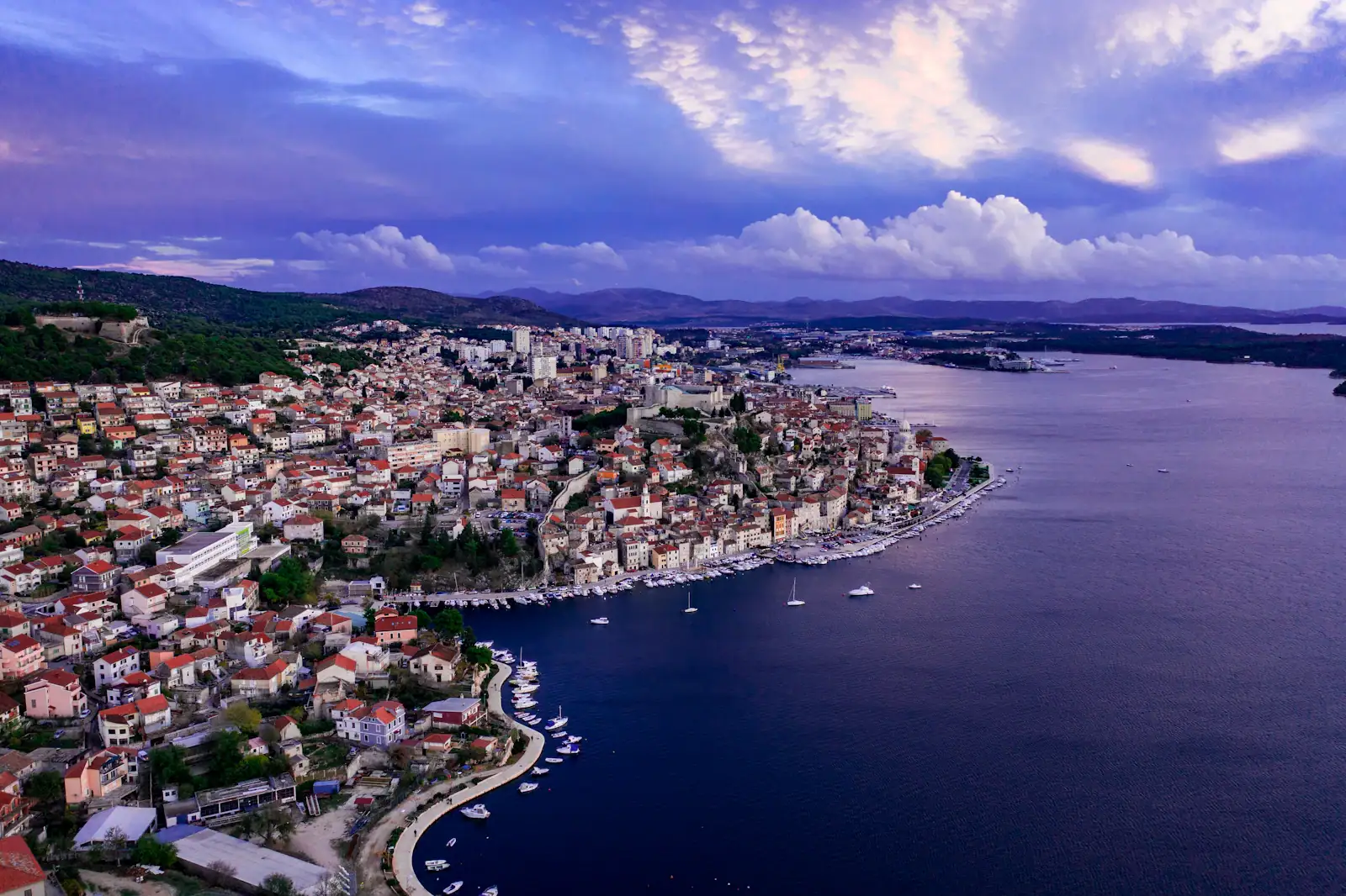 Croatian coastline with islands and clear Adriatic sea in Dalmatia