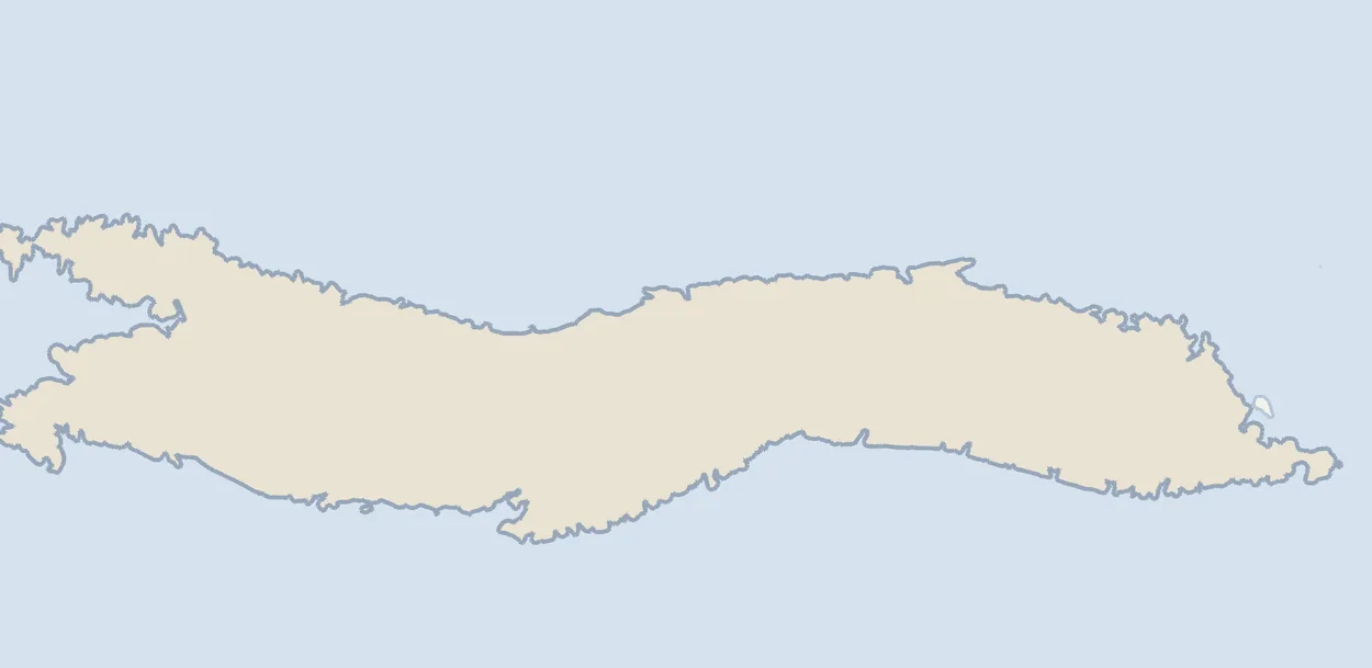 Map of the island of Korcula in Croatia showing Vela Luka, Smokvica, Cara, Korcula town and Lumbarda