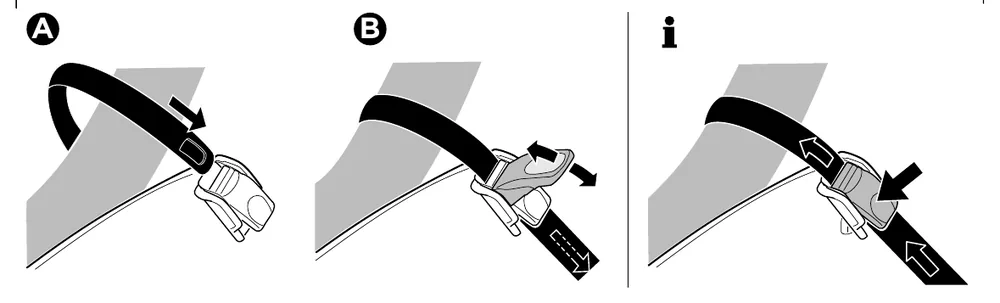Thule OutWay Platform 2 manual: securing the wheels with the wheel straps
